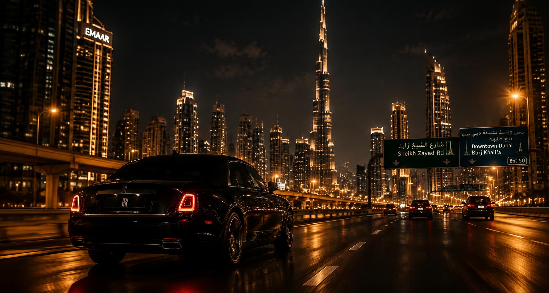 Dubai skyline at night